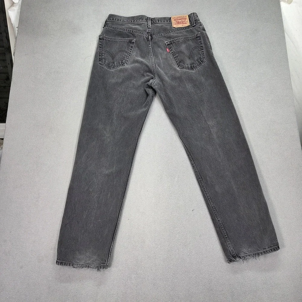 Levis 550 Jeans Mens Black Relaxed Fit Tapered Leg Zip Faded Denim‎ fits 32x30